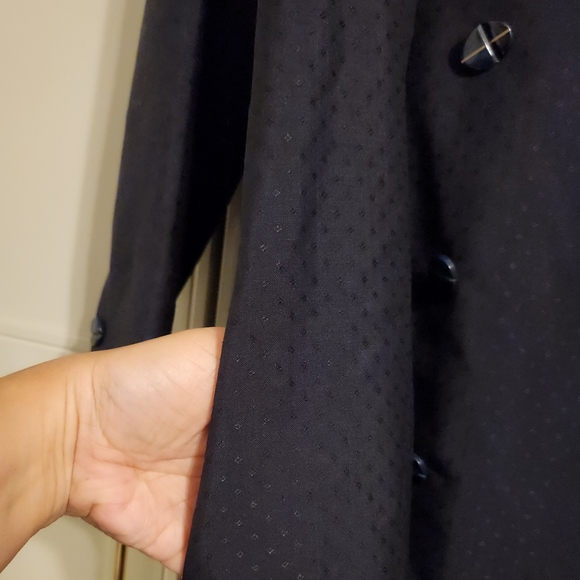 Vintage Navy Blue Tuxedo Style Trench Coat - Picture 5 of 6